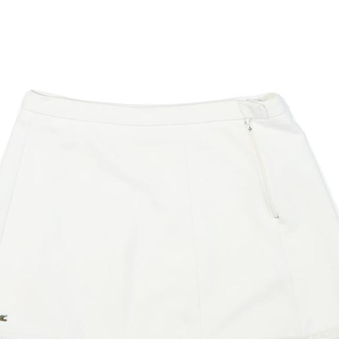 LACOSTE Womens White Mini Polyester Blend Plain Skirt M Tennis Casual