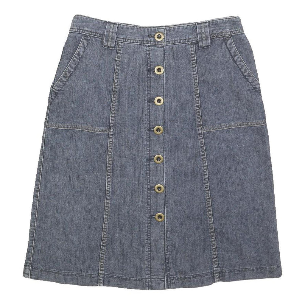 CLEO Womens Blue Denim Button Front Mini Cotton Blend Skirt Size S Casual