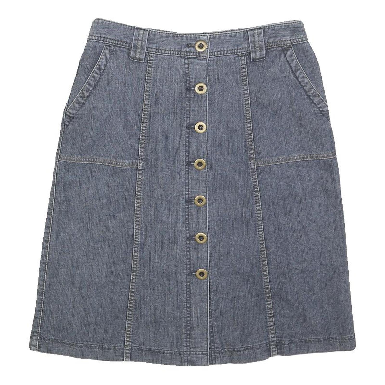 CLEO Womens Blue Denim Button Front Mini Cotton Blend Skirt Size S Casual