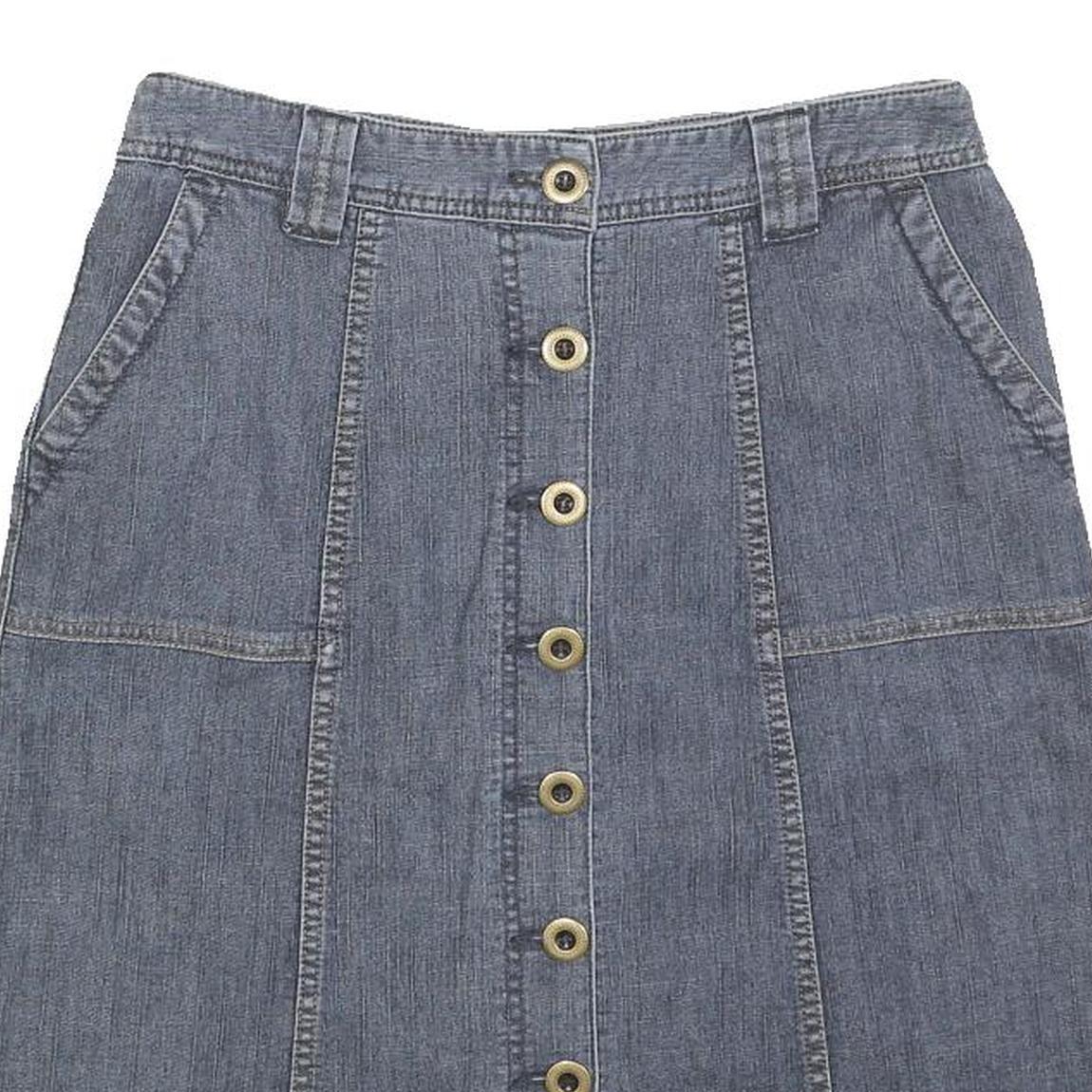 CLEO Womens Blue Denim Button Front Mini Cotton Blend Skirt Size S Casual