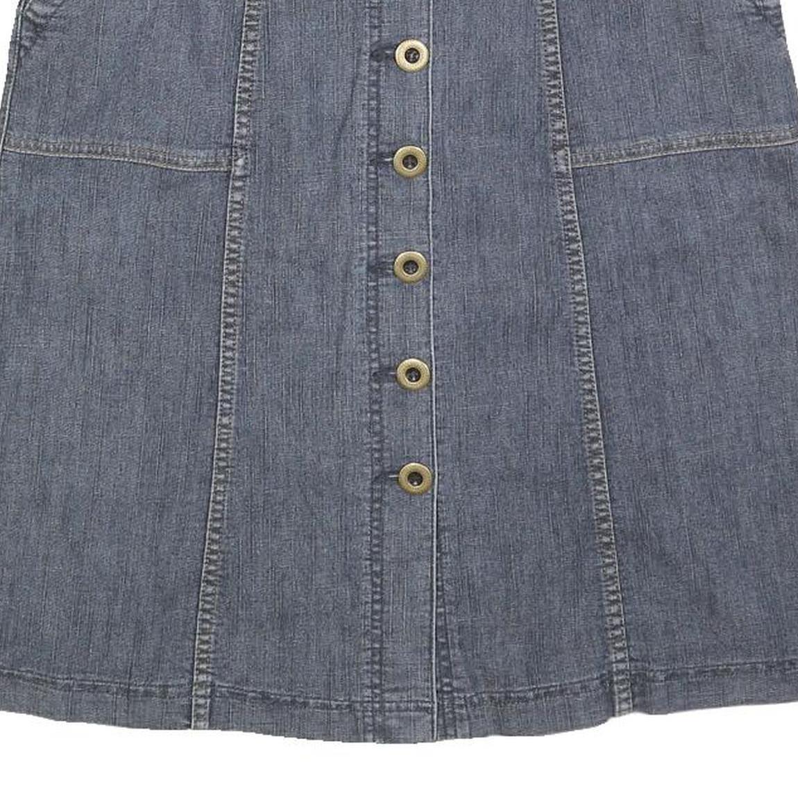 CLEO Womens Blue Denim Button Front Mini Cotton Blend Skirt Size S Casual