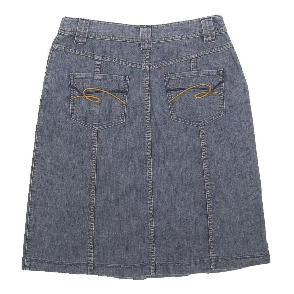 CLEO Womens Blue Denim Button Front Mini Cotton Blend Skirt Size S Casual