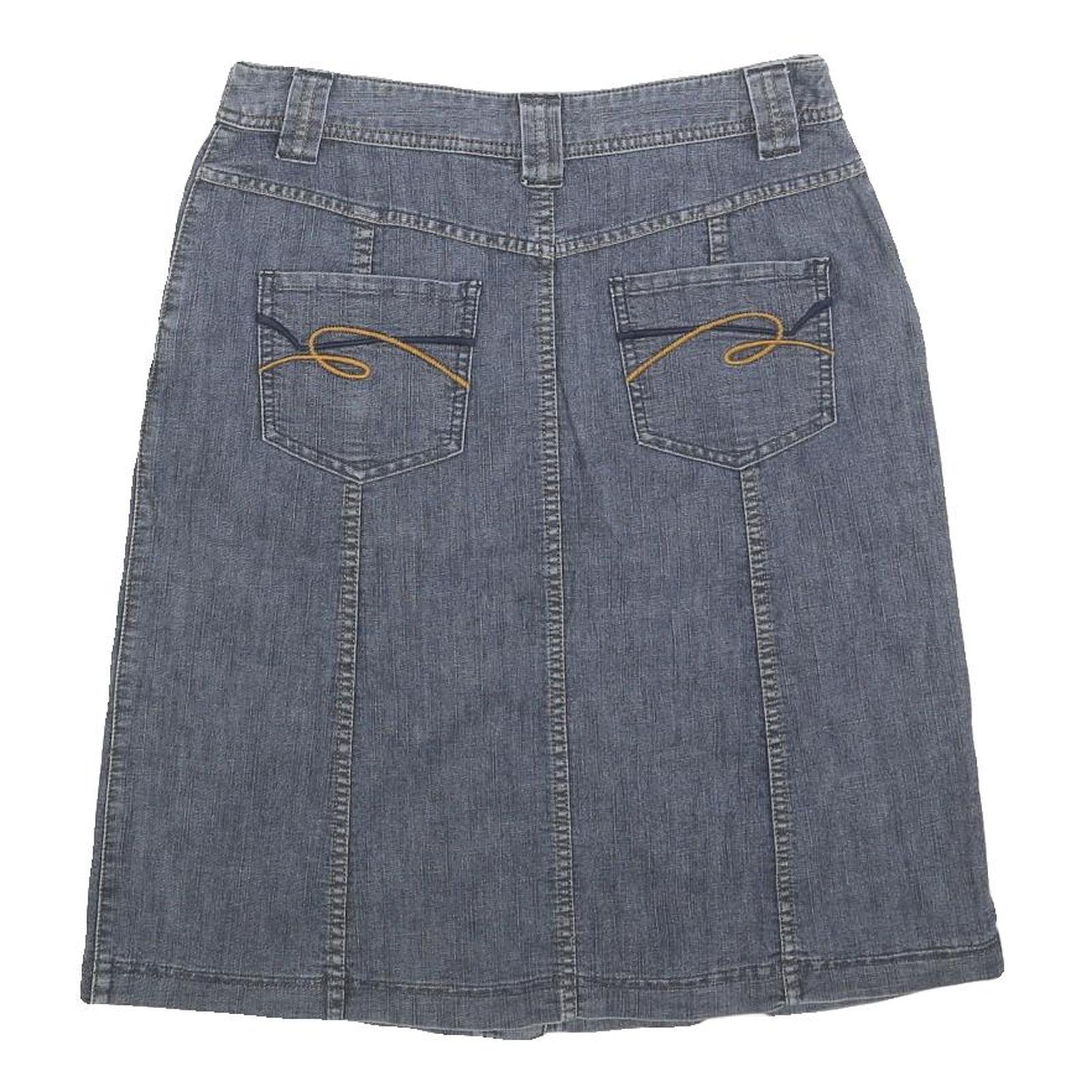 CLEO Womens Blue Denim Button Front Mini Cotton Blend Skirt Size S Casual