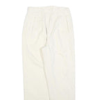 Womens Cotton Cream Regular Fit Straight Leg Trousers W26 L28 Zip Closure