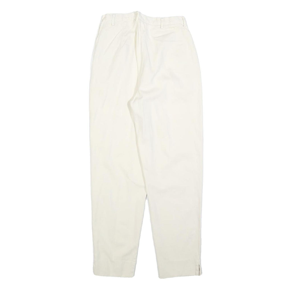 Womens Cotton Cream Regular Fit Straight Leg Trousers W26 L28 Zip Closure
