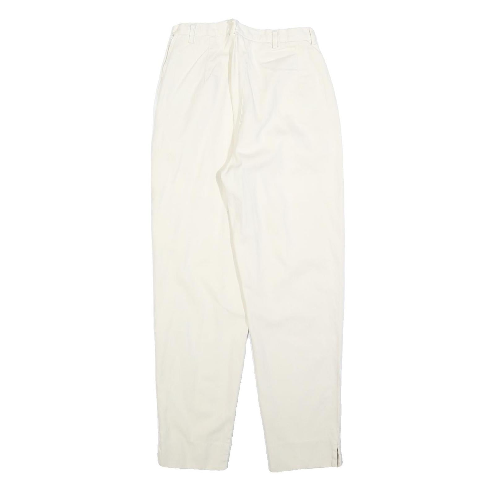 Womens Cotton Cream Regular Fit Straight Leg Trousers W26 L28 Zip Closure