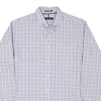TOMMY HILFIGER Mens White & Pink Check Shirt M Classic Fit Button-Down Collar