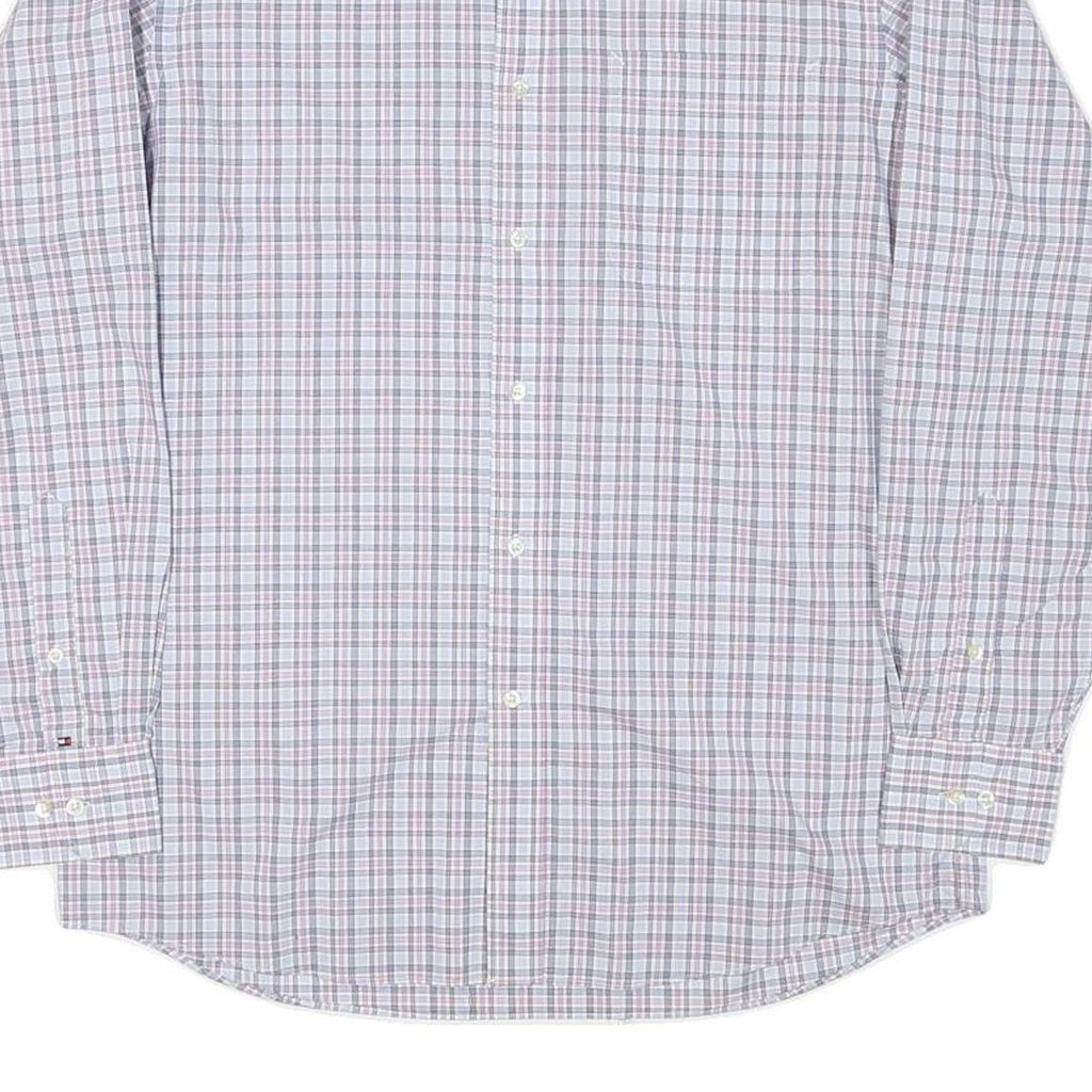 TOMMY HILFIGER Mens White & Pink Check Shirt M Classic Fit Button-Down Collar