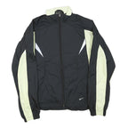 NIKE Womens Black & Cream Zip Jacket M Polyester Blend Plain Lightweight