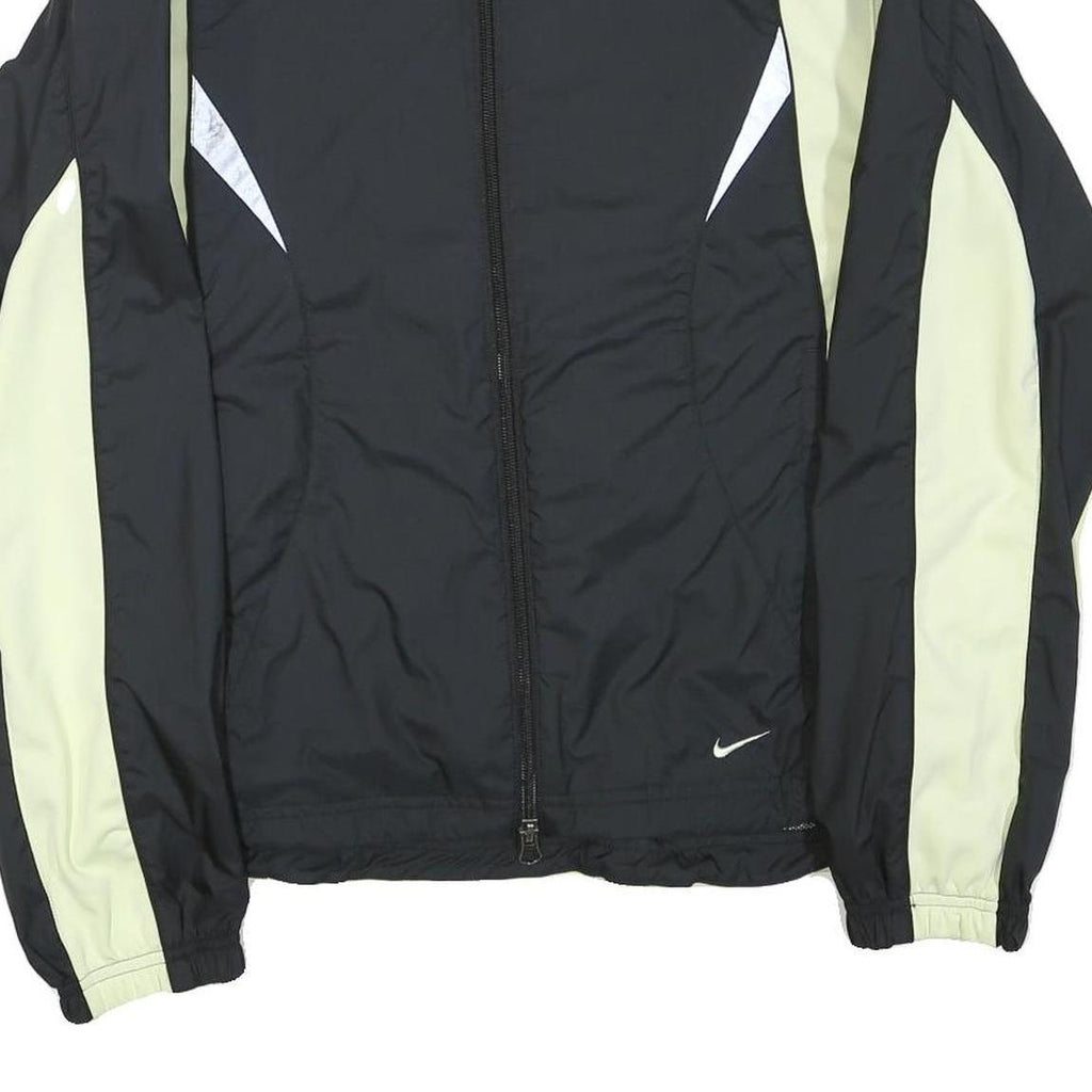 NIKE Womens Black & Cream Zip Jacket M Polyester Blend Plain Lightweight