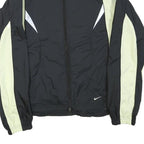 NIKE Womens Black & Cream Zip Jacket M Polyester Blend Plain Lightweight