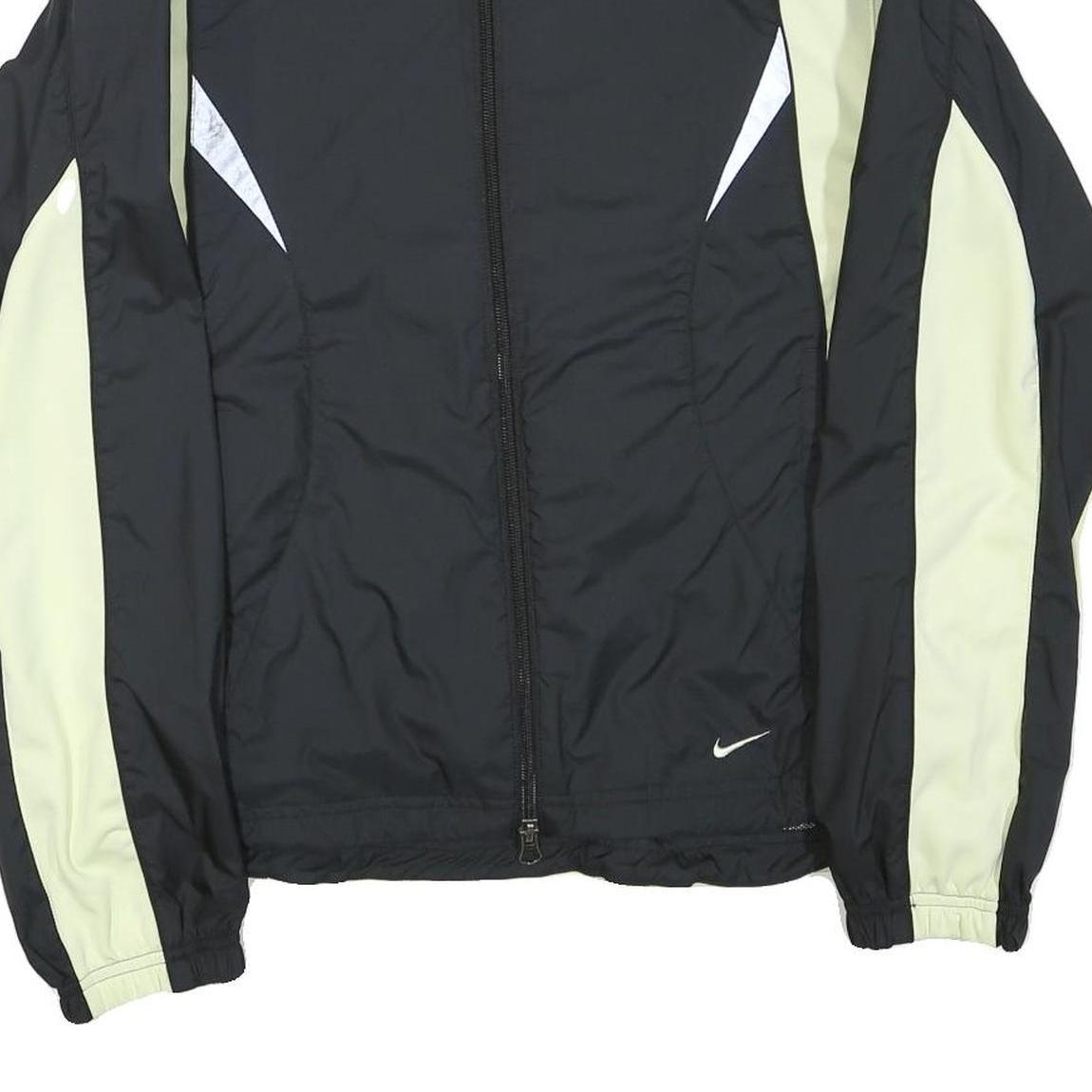 NIKE Womens Black & Cream Zip Jacket M Polyester Blend Plain Lightweight