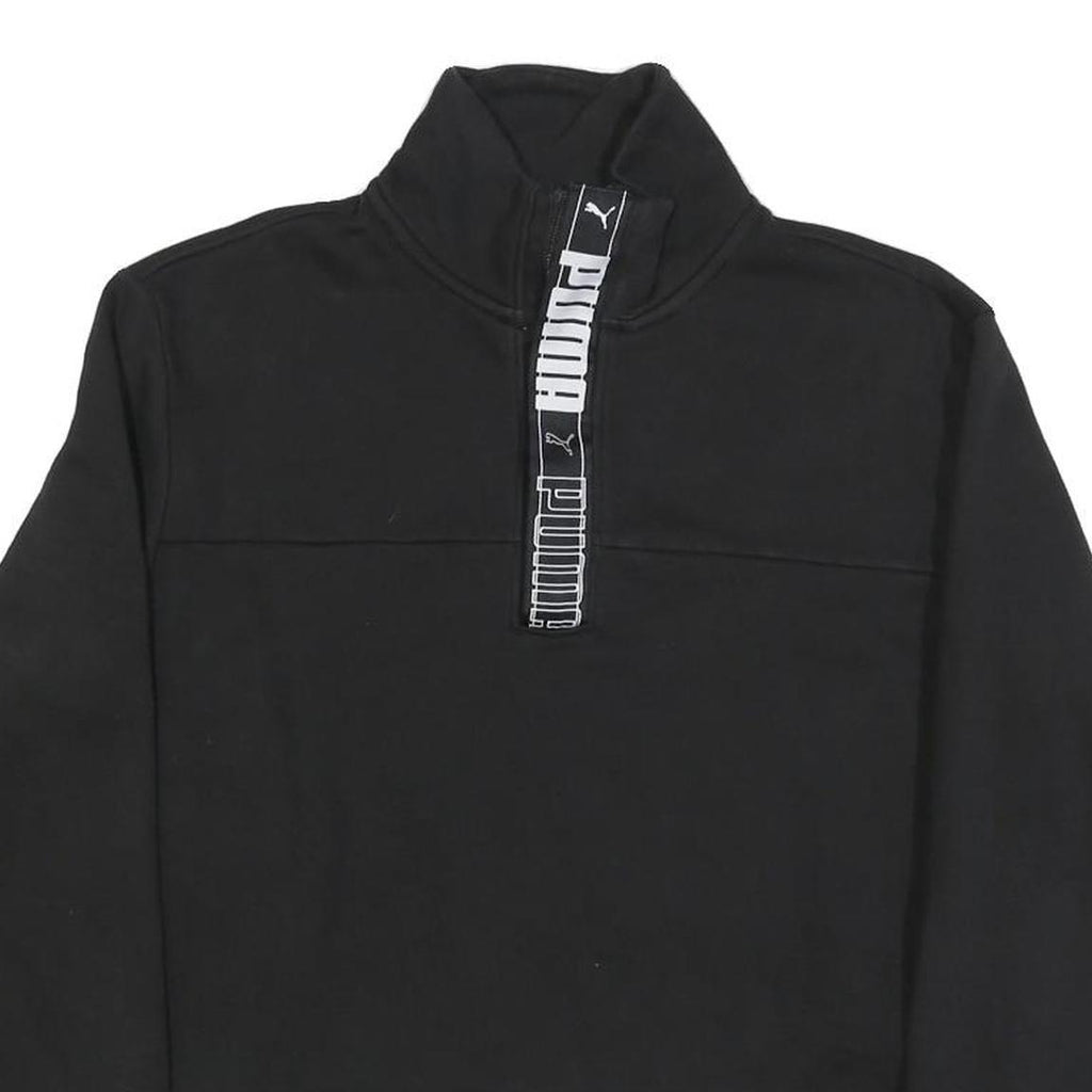 PUMA Womens Black Crew Neck M Logo Tape Zip Detail Sweatshirt