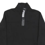PUMA Womens Black Crew Neck M Logo Tape Zip Detail Sweatshirt