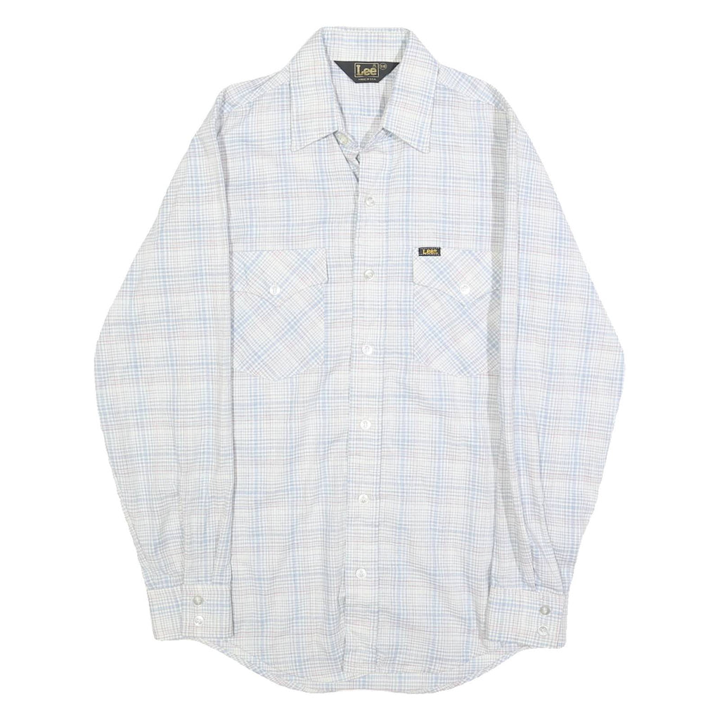 LEE Mens Blue White Check Shirt S Cotton Blend Casual Pocket Buttons
