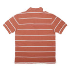 TOMMY HILFIGER Mens Rust & White Striped Short Sleeve Polo Shirt XL Cotton Blend