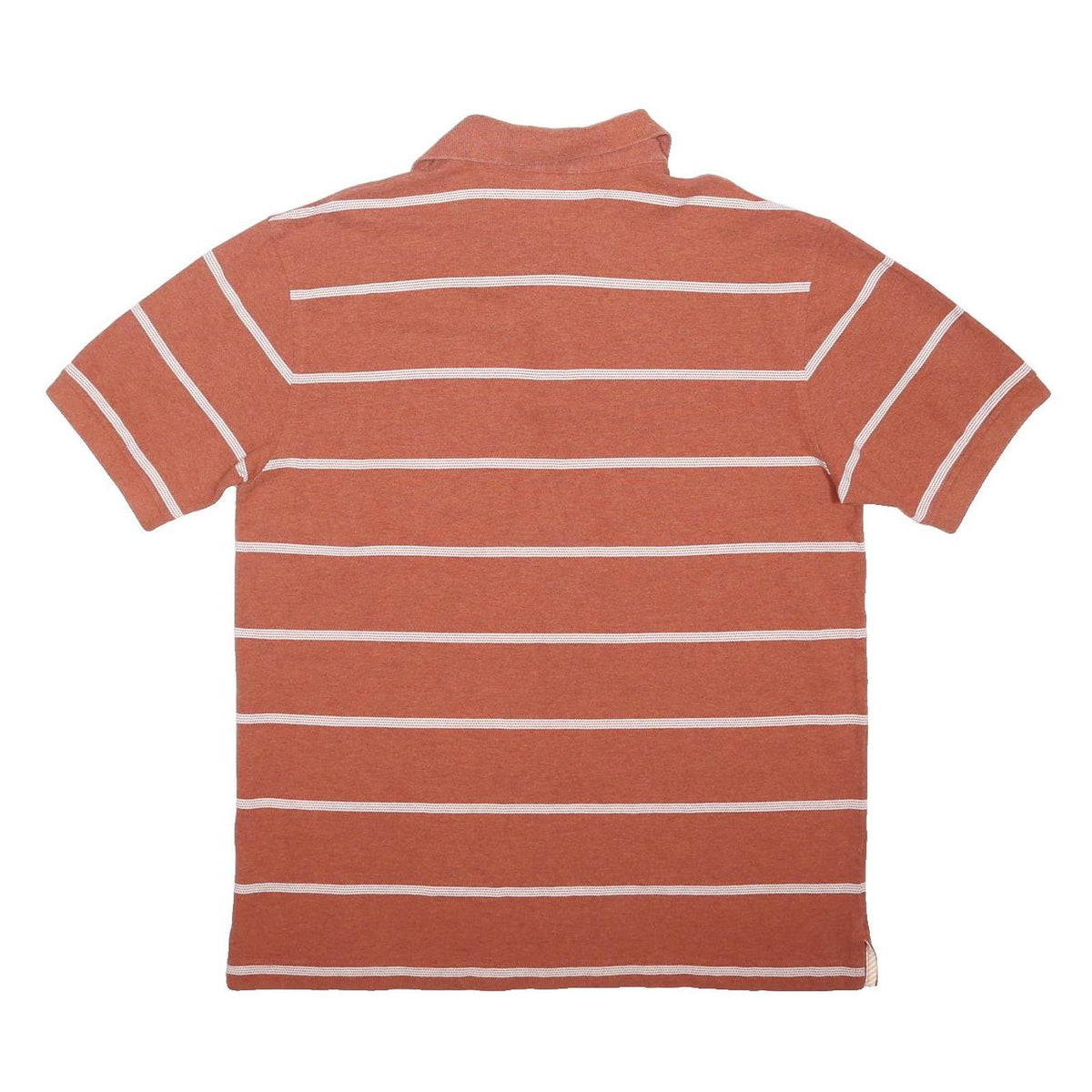 TOMMY HILFIGER Mens Rust & White Striped Short Sleeve Polo Shirt XL Cotton Blend