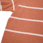 TOMMY HILFIGER Mens Rust & White Striped Short Sleeve Polo Shirt XL Cotton Blend