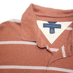 TOMMY HILFIGER Mens Rust & White Striped Short Sleeve Polo Shirt XL Cotton Blend