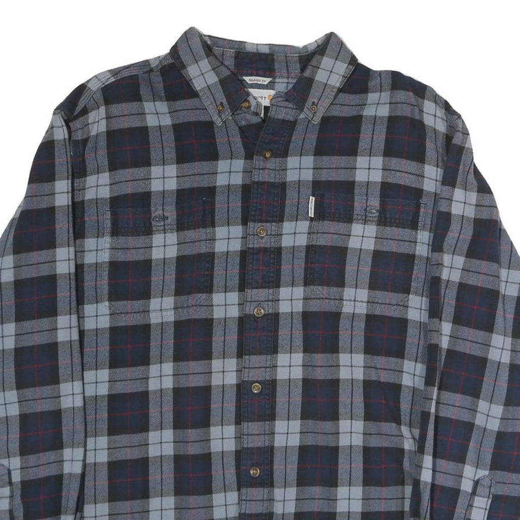 CARHARTT Mens Blue & Grey Check Shirt XL Button Down Casual Workwear Long Sleeve