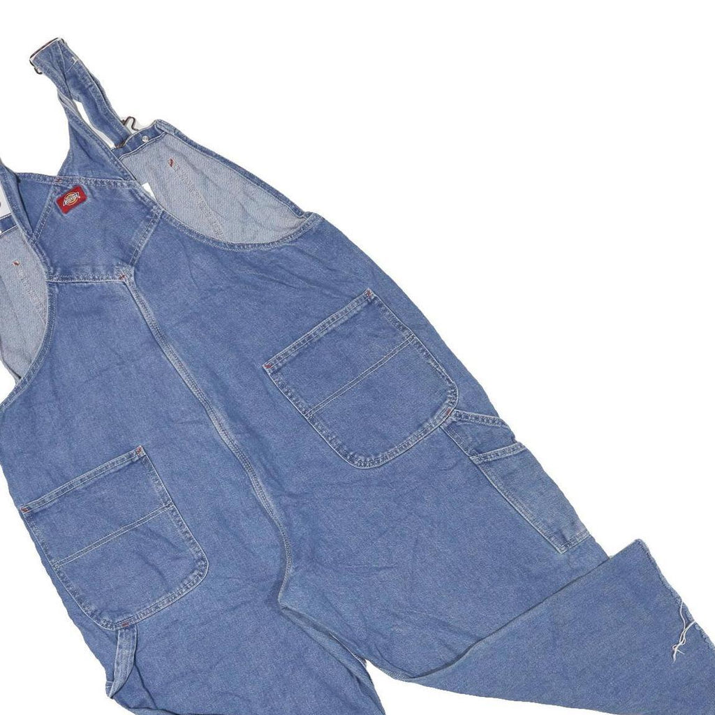 DICKIES Mens Blue Relaxed Denim Dungarees L W42 L23 Workwear Casual