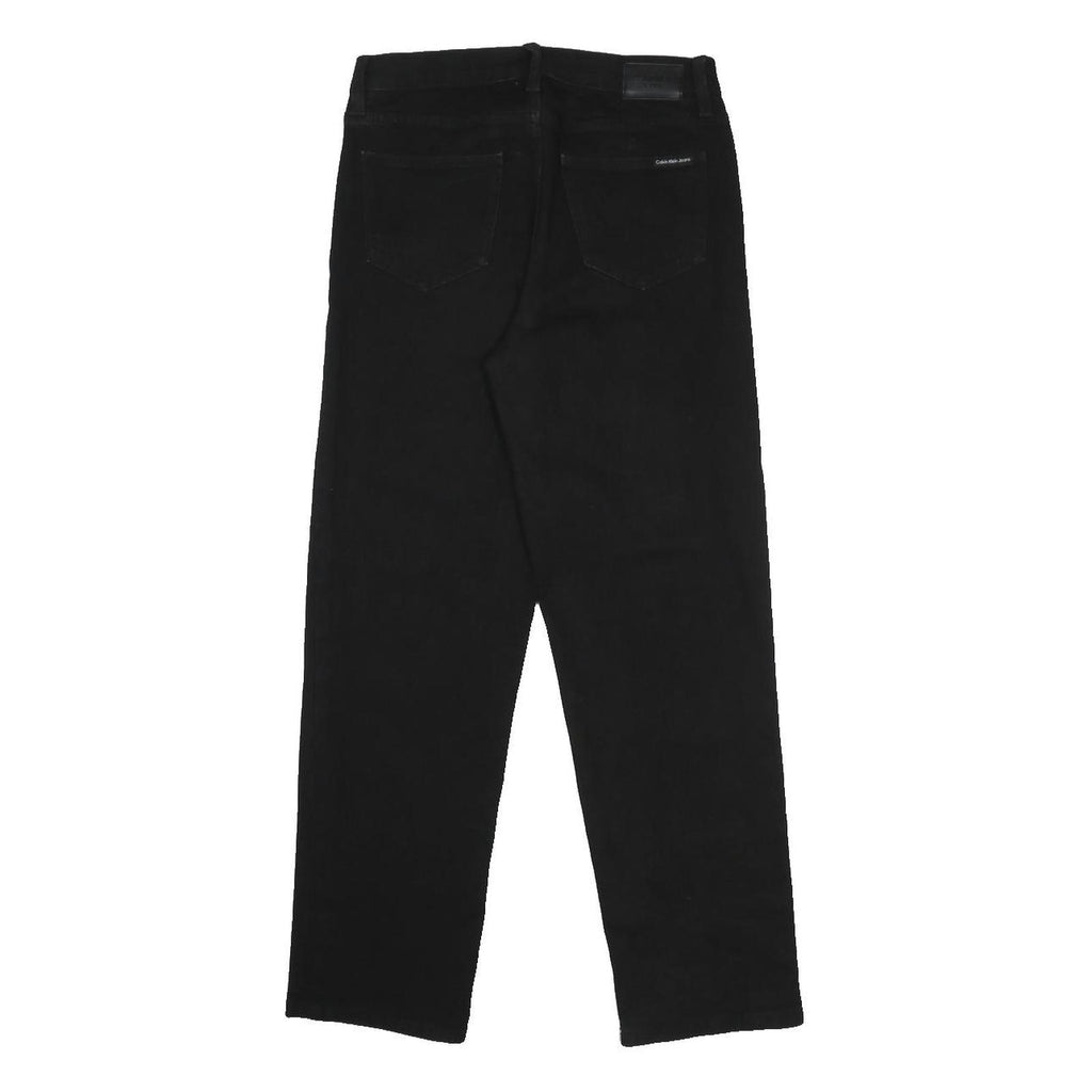 CALVIN KLEIN JEANS Womens Black Regular Straight Denim W30 L28 Button Cotton