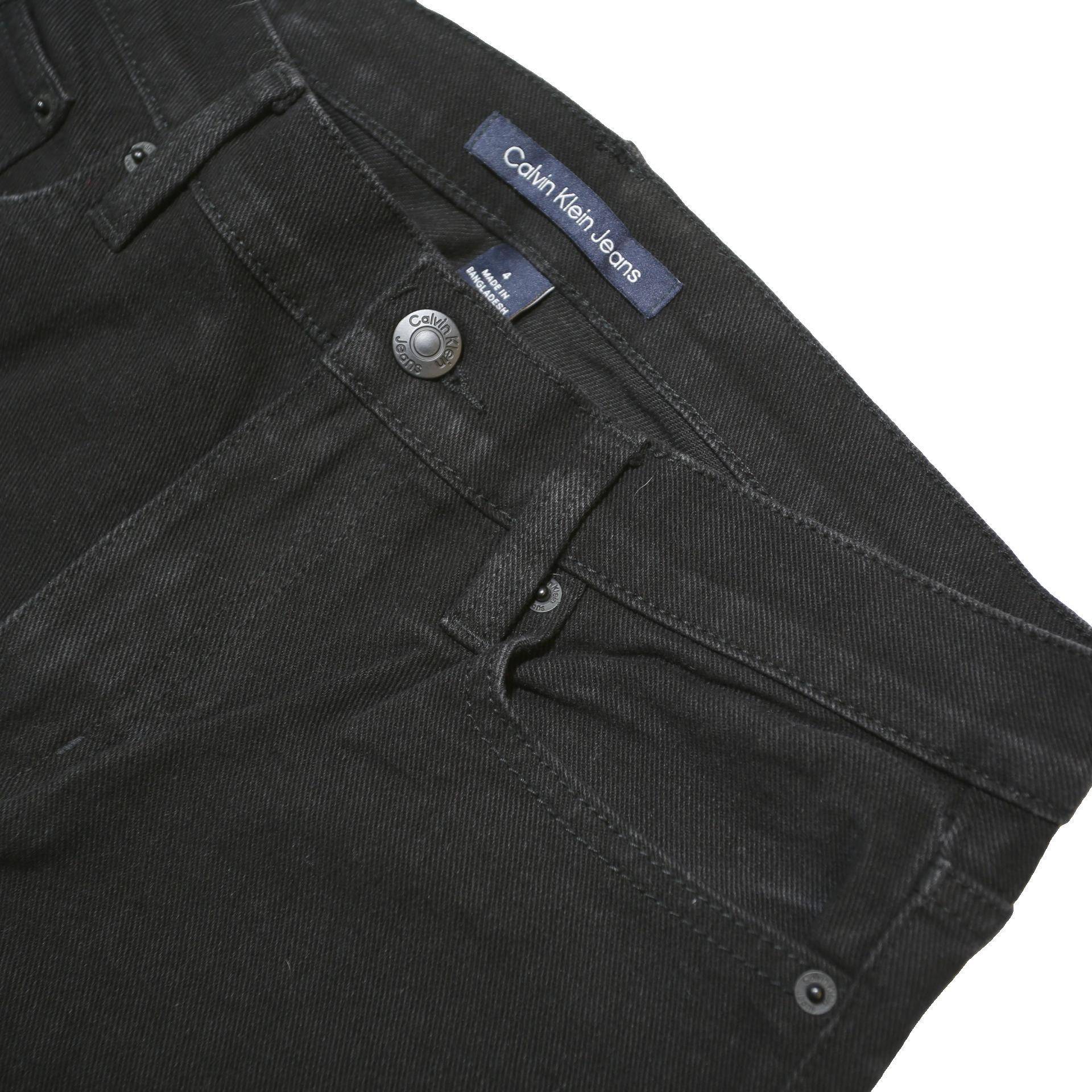 CALVIN KLEIN JEANS Womens Black Regular Straight Denim W30 L28 Button Cotton