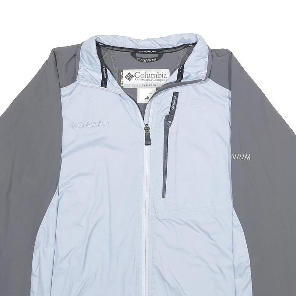 COLUMBIA Womens Light Blue & Grey Titanium Zip Jacket M Polyester Blend Outdoor