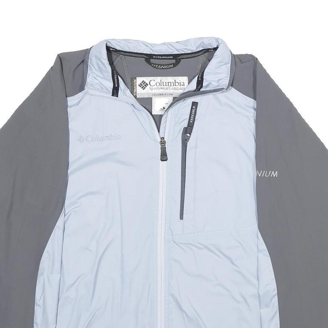 COLUMBIA Womens Light Blue & Grey Titanium Zip Jacket M Polyester Blend Outdoor