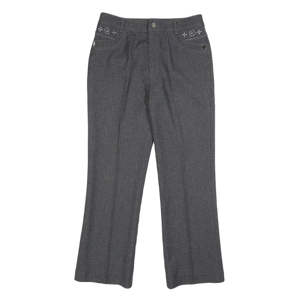 BESTN Womens Grey Regular Fit Straight Leg Trousers W28 L27 Stylish Pocket