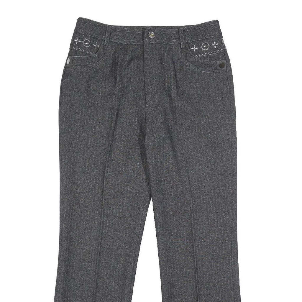 BESTN Womens Grey Regular Fit Straight Leg Trousers W28 L27 Stylish Pocket