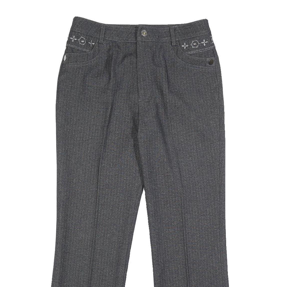 BESTN Womens Grey Regular Fit Straight Leg Trousers W28 L27 Stylish Pocket