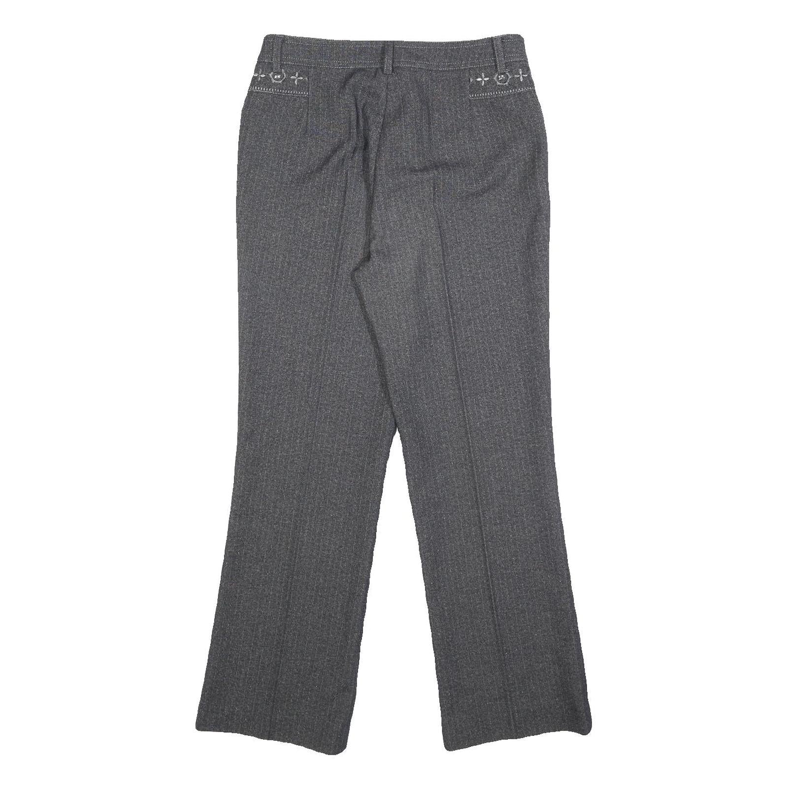 BESTN Womens Grey Regular Fit Straight Leg Trousers W28 L27 Stylish Pocket