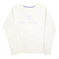 CHAMPION Womens White Crew Neck M Cotton Blend Logo Sweatshirt Pullover