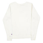 CHAMPION Womens White Crew Neck M Cotton Blend Logo Sweatshirt Pullover