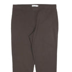 CARLA FERRONI Womens Polyester Blend Slim Brown Trousers W34 L27 Zip Closure