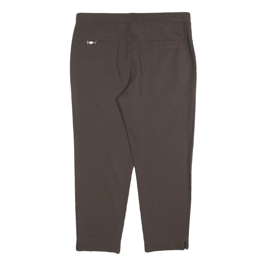 CARLA FERRONI Womens Polyester Blend Slim Brown Trousers W34 L27 Zip Closure