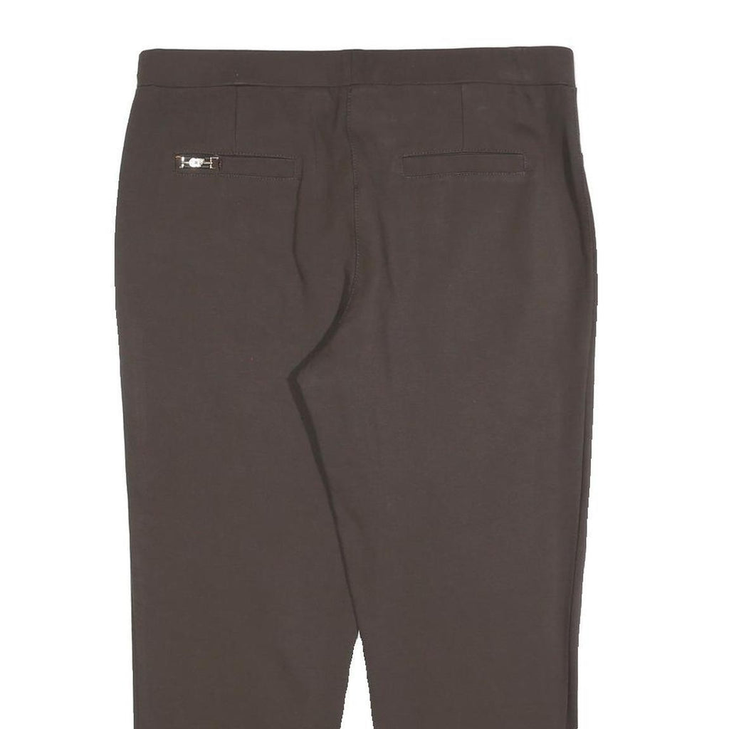CARLA FERRONI Womens Polyester Blend Slim Brown Trousers W34 L27 Zip Closure