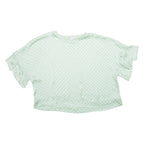 ZARA Womens Printed Blouse Green Silk Polka Dot M