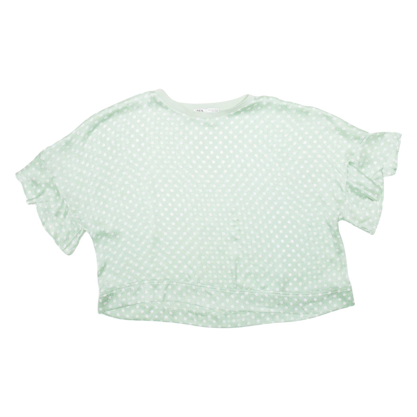 ZARA Womens Printed Blouse Green Silk Polka Dot M