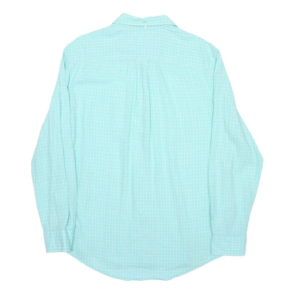 TOMMY HILFIGER Mens Blue Checked Shirt L Classic Cotton Long Sleeve Button