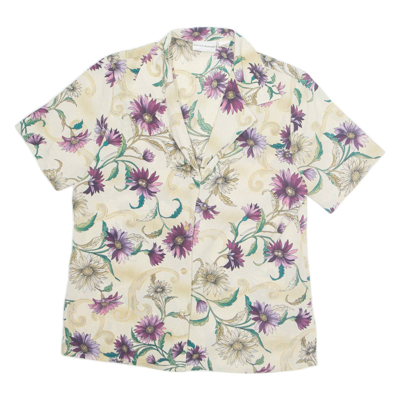 ALFRED DUNNER Womens Printed Shirt Beige Collared Floral S