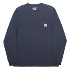 CARHARTT Mens Blue Pocket T-Shirt M Long Sleeve Crew Neck Cotton Casual Workwear