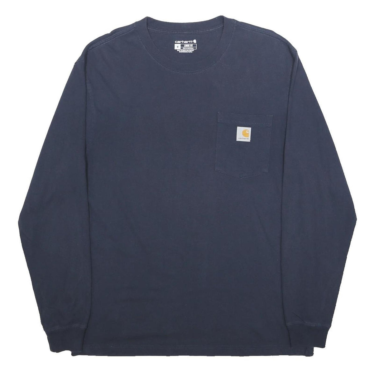CARHARTT Mens Blue Pocket T-Shirt M Long Sleeve Crew Neck Cotton Casual Workwear