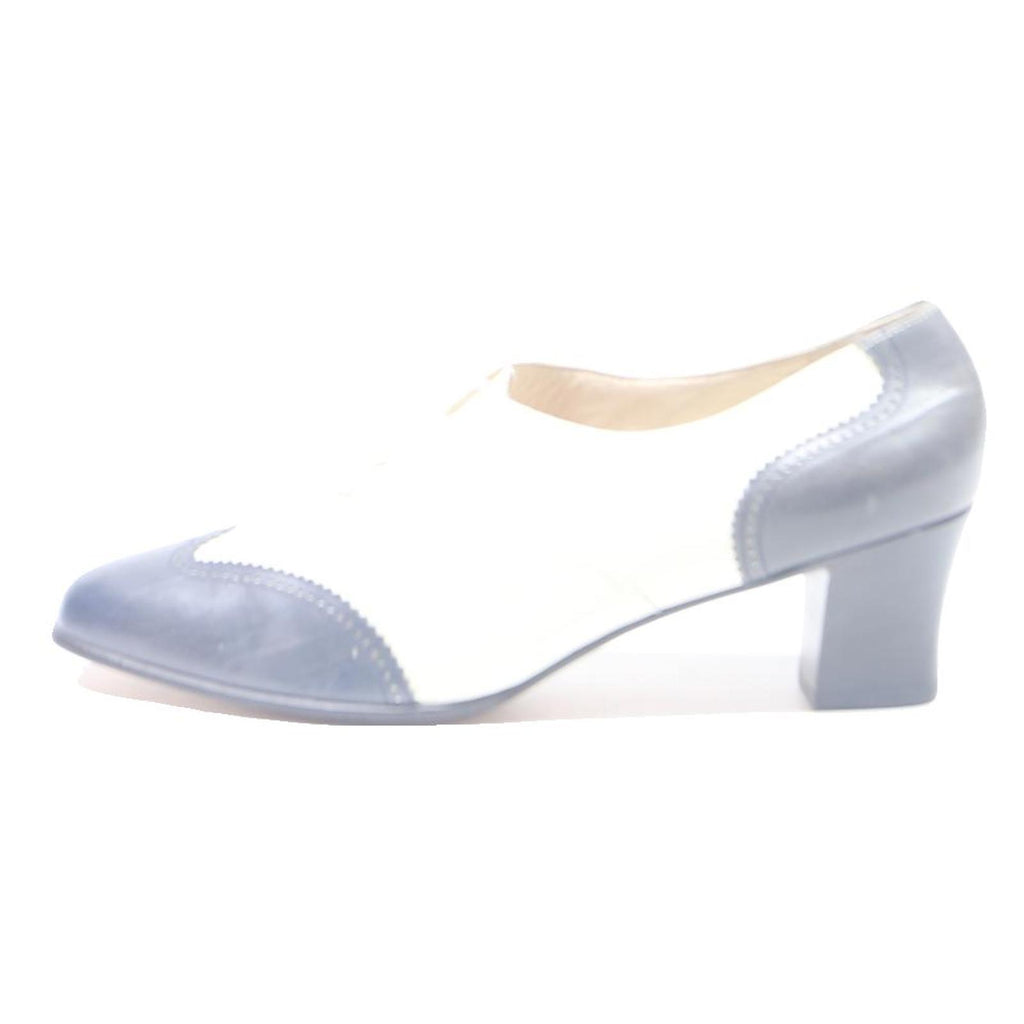 BALLY Womens Two Tone Heels Shoes Blue & White Polyester UK 6 Classic Vintage