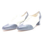 BALLY Womens Two Tone Heels Shoes Blue & White Polyester UK 6 Classic Vintage
