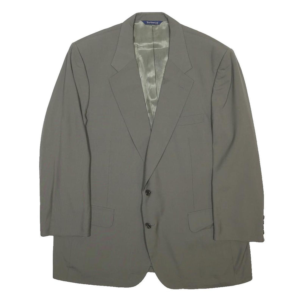 BURBERRY Mens Grey Button Jacket L Woven Classic Tailored Blazer Smart