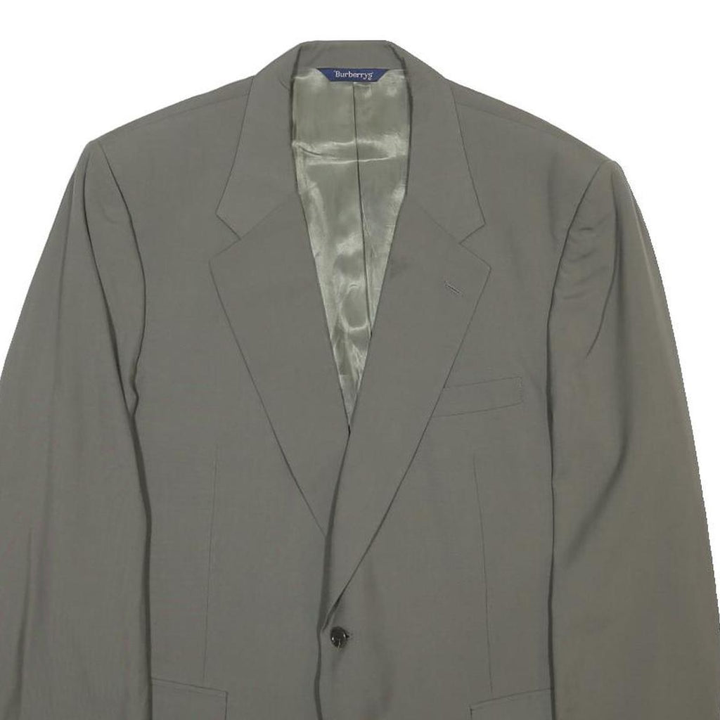 BURBERRY Mens Grey Button Jacket L Woven Classic Tailored Blazer Smart