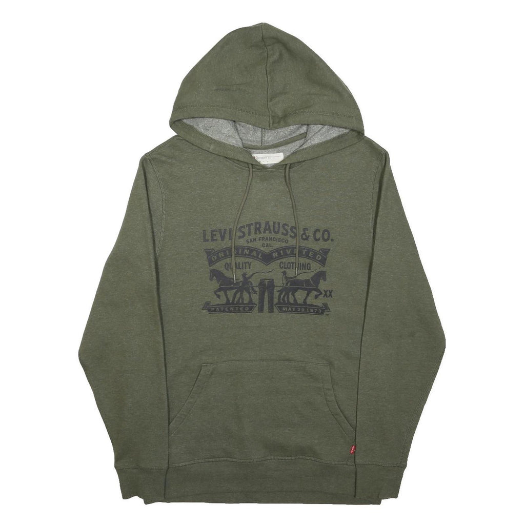 LEVI'S Mens Green Hoodie S Cotton Blend Pullover Hooded Sweatshirt