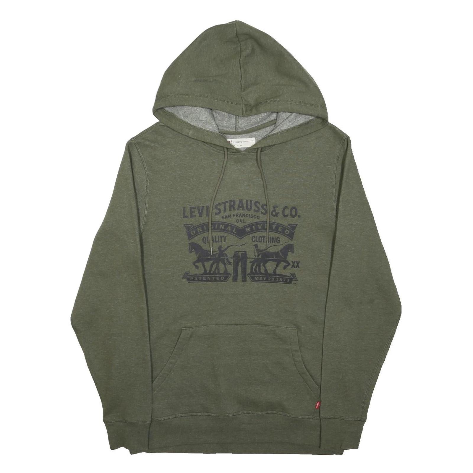 LEVI'S Mens Green Hoodie S Cotton Blend Pullover Hooded Sweatshirt